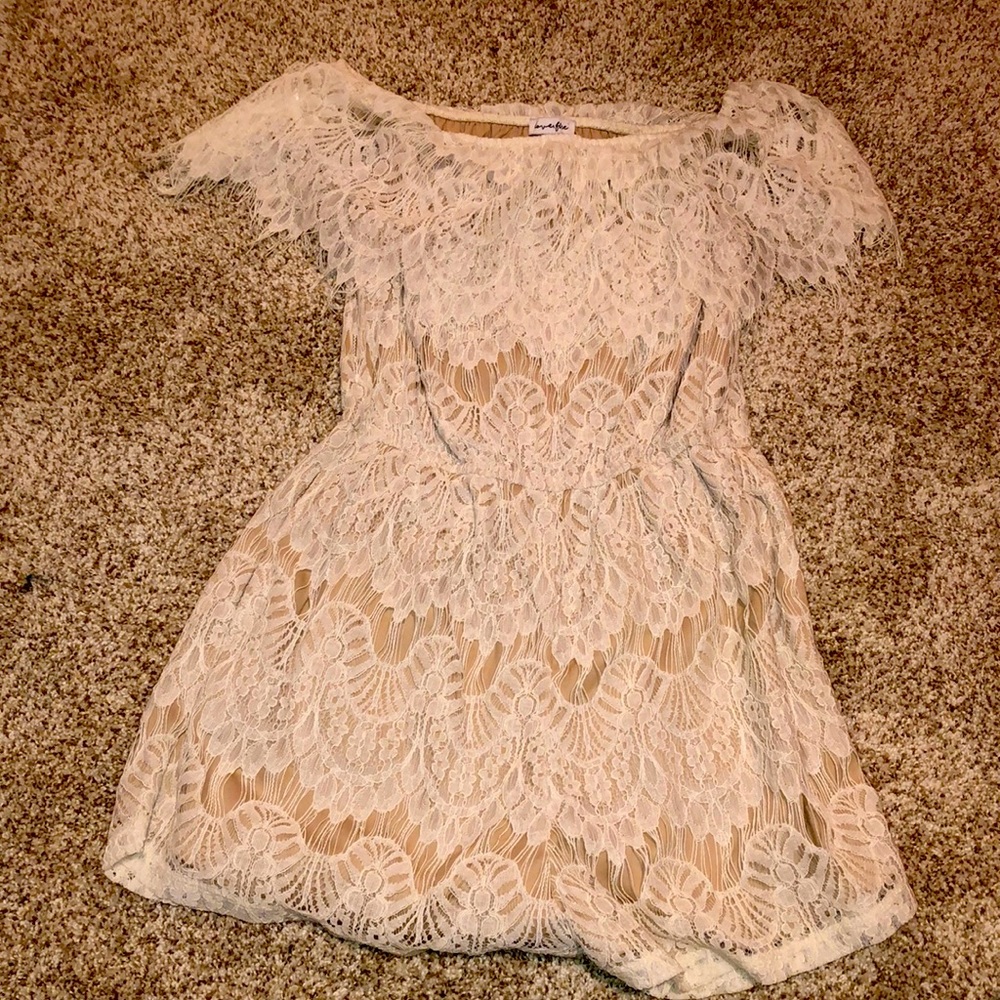 Women’s Medium Love Fire Strapless Lace Romper